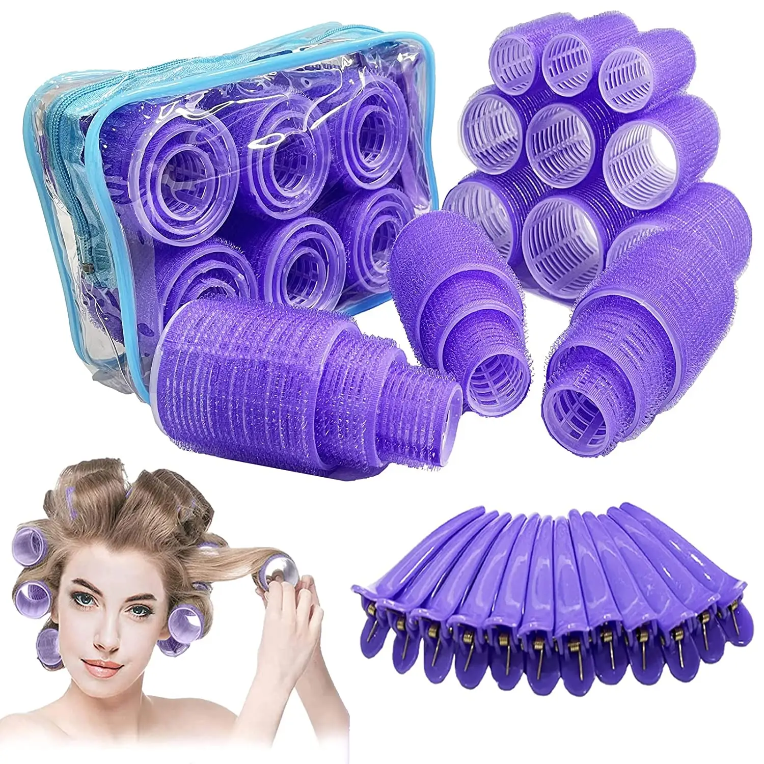 Портативные Пластиковые насадки для завивки волос без тепла, 3 размера, 36 упаковок с металлическими зажимами