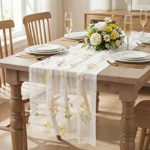 Runner da Tavola in Tulle Ricamato con Fiori Selvatici, 100% Poliestere, Riutilizzabile, Personalizzabile con Logo e Colore, 120 Pollici (10 Piedi) per <span class=keywords><strong>Cucina</strong></span>, Sala da Pranzo, Matrimoni - Product Image 2