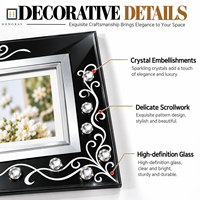 Cadre photo en verre orné de luxe avec décoration en cristal, cadre photo décoratif moderne pour bureau, maison, cadeau de mariage