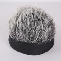 Bonnet Hip Hop pour homme et femme avec cheveux à pointes Perruque courte rétro drôle Casquette ajustable Streetwear