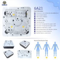 Spa de luxe en acrylique pour 6 personnes, bain à remous extérieur pour la cour, avec sièges confortables, bain à remous extérieur