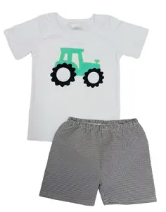 ready to ship no moq Kids clothing Sets Short Sleeve T-shirt and Shorts Cartoon Pattern Cotton