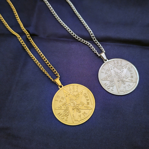 Collana con Ciondolo in Acciaio Inossidabile Finemente Lucidato, Amuleto Stella di Salomone con Pentagramma e Nome di Dio Tetragrammaton, Sigillo della Cabala - Product Image 3
