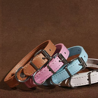 Colliers pour animaux de compagnie simples et de taille moyenne, colliers réglables en cuir PU de couleur unie pour chiens et chats