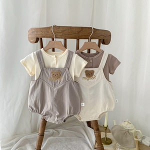 2026 Yaz Bebek Giyim Seti Bebek Body ve Düz Renk Tişört Erkek Çocuk Giysileri 2 Parça Bebek Kız Kıyafeti - Product Image 3