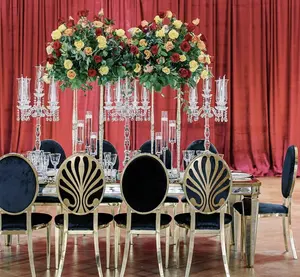 Fábrica Preço eventos Hotel festa casamento móveis aço inoxidável Phoenix Shape Back Flower Pattern Dining Chair