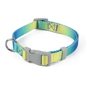 Aangepaste Multi-Color Nylon Halsband En Riem Set Lood Effen Gradiënt Zeven Kleuren Zware Regenboog Seresto Hondenhalsband