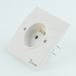 French Standard Grounded Wall Socket 10A 220V Flush Mount White PC Panel CRAUNOT Brand 2P+<strong>E</strong> Electrical Power Outlet - Product Image 5