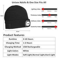 Berretto LED Unisex Ricaricabile USB con 4 LED Rimovibili, 3 Modalità, Lampada Frontale a Mani Libere per Corsa Notturna e Jogging