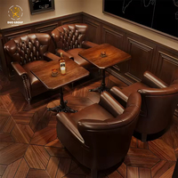 Meubles Combinés Commerciaux de Luxe en Cuir : Canapé Bar à Whisky, Table et Chaises de Café