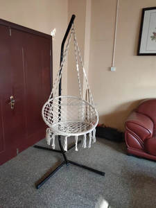 Hamaca <span class=keywords><strong>de</strong></span> punto colgante <span class=keywords><strong>de</strong></span> cuerda <span class=keywords><strong>de</strong></span> algodón para niños y adultos, silla hecha <span class=keywords><strong>a</strong></span> <span class=keywords><strong>mano</strong></span> con tejido <span class=keywords><strong>de</strong></span> needel, columpio para interiores y exteriores - Product Image 4