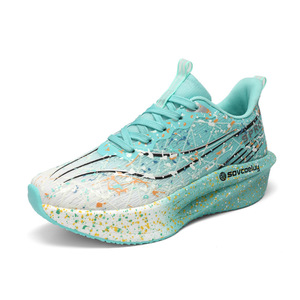 Zapatillas Deportivas Transpirables para Hombre, Color Verde Menta con Diseño de Salpicaduras de Pintura, Suela Gruesa con Amortiguación, Calzado Deportivo Moderno - Product Image 5