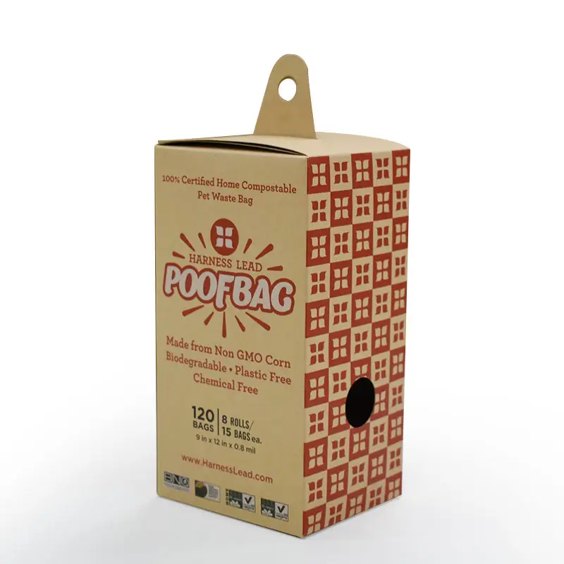 Custom printing paper box kraft brown paper box auto bottom packaging boxes with hanger for coffee bean