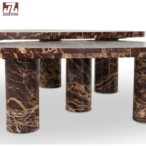 Customized Modern Brown Natural Stone <strong>Marble</strong> <strong>Table</strong> Top Unique Combination <strong>Coffee</strong> <strong>Table</strong> <strong>Set</strong> for Living Room - Product Image 2