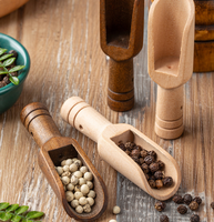 Mini cuillère en bois massif naturel, cuillère à sel et épices, louche doseuse, faite à la main en bois de lotus, pour café, sucre, thé, gadget de cuisine, petit ustensile