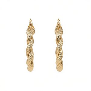 Orecchini a Cerchio Intrecciati Lafon in Oro Massiccio 18K, Design Classico Unisex per Uso Quotidiano - Product Image 1