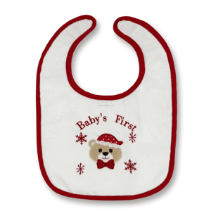 مريلة أطفال مطرزة بتصميم دب الكريسماس الكرتوني قابلة للتخصيص من المصنع، منشفة لعاب للأطفال حديثي الولادة، زينة للأطفال من البوليستر المتين - Product Image 1