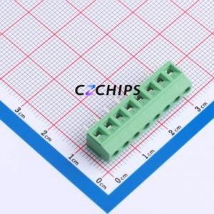DB125-3.81-8P-GN-S Screw Terminal Block Through hole Component (THT),P=3.81mm Connector 1x8P 3.81mm Green Through Hole - Product Image 1