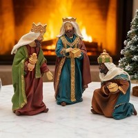 Crèche de Noël de 185 mm, 11 pièces, figurines de la Sainte Famille peintes à la main, décorations religieuses catholiques