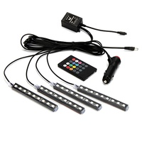 Nueva Tira de Luces LED RGB de 12V con Control Inalámbrico para Interiores de Auto, Luces Decorativas de Ambiente para el Piso del Vehículo