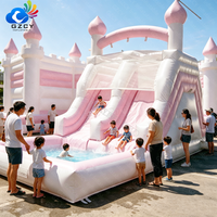 Toboggan aquatique gonflable commercial pour adultes, château gonflable de fête, château gonflable blanc pour mariage avec toboggan