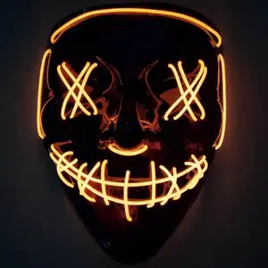 Новейший дизайн костюм реквизит светящиеся светодиодные светящиеся маски на Хэллоуин для мужчин и женщин, страшно электролюминесцентный маска неоновая светодиодная мигающая маска