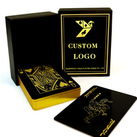 Cartes à jouer personnalisées professionnelles, noires avec gaufrage or |   Cartes à jouer promotionnelles avec boîte d'emballage personnalisée