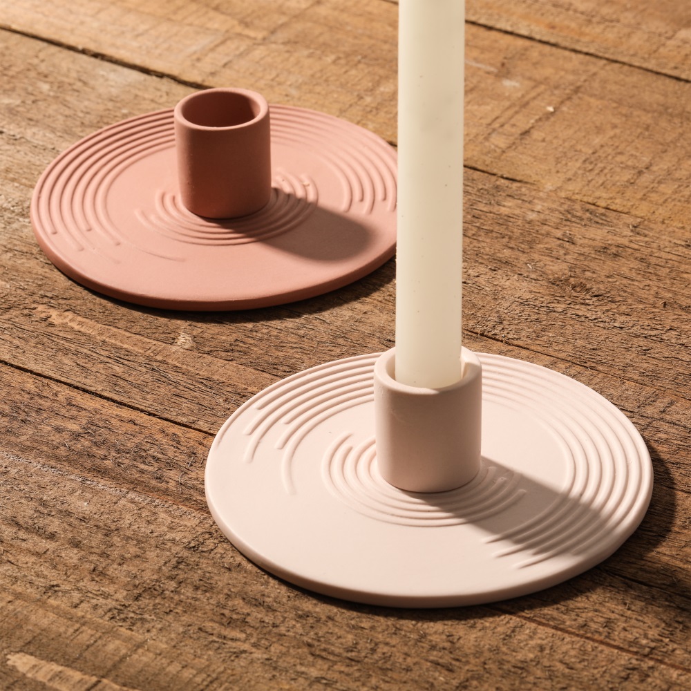 Maxery Pink White Ceramic Candle Holder Cheap Candlestick Holder, Candle Holder Ornament Wedding Party