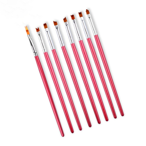 8 Pcs Nail Art Brush <b>Set</b> Wooden Handle Petal Pattern Irregular Hair Tip Nylon <b>Crimped</b> Ferrule Manicure Salon Nail Pen Kit - Product Image 4