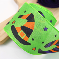 Ruban d'Halloween filé à l'élastique avec motifs Tête de mort, Citrouille, Araignée, Fantôme, pour la confection de nœuds DIY, Meilleures ventes