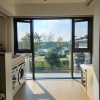 Fenêtre à double battant moderne en aluminium sur mesure à rupture de pont thermique, insonorisée, pour hôtels, appartements, villas, entrées