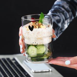 Jolies petites tasses à café <span class=keywords><strong>en</strong></span> <span class=keywords><strong>verre</strong></span> borosilicate, empilables, avec visages souriants et cœurs, pour boissons, desserts, poudings, lait et eau - Product Image 6