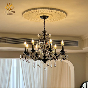 Lustre en cristal noir rétro pour dropshipping Shopify, style européen du milieu du siècle, lampe suspendue multi-têtes pour salon et chambre à coucher - Product Image 6