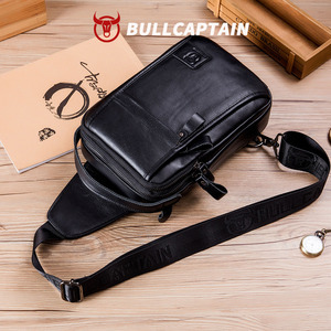 Bolso Bandolera de Cuero Genuino BULLCAPTAIN para Hombre, Bolso de Hombro de Moda, Bolso Cruzado Vintage para Viaje - Product Image 4