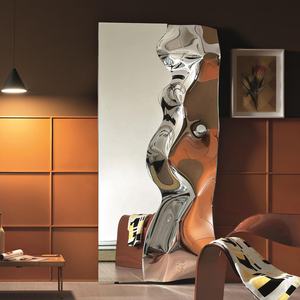 Dalga ayna dekoratif duvar aynası Sparkle el yapımı eğimli dekor ayna çarpıcı gümüş bitmiş Modern metal duvar sanatı - Product Image 1