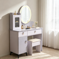 Coiffeuse moderne en bois massif durable, réglable et extensible, avec miroir éclairé et tiroirs de rangement, taille personnalisable pour chambre à coucher