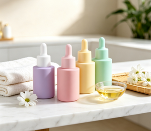 Flacon compte-gouttes en verre plat coloré de 30 ml, à fond épais, pour huiles essentielles et liquides cosmétiques - Product Image 3
