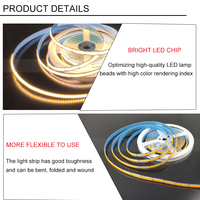 DC12V 24V Lumen Tinggi Dimmable Fleksibel Led Strip Cahaya COB 352 LEDS/M 8Mm COB Led Strip Cahaya 3000K 4000K 6000K