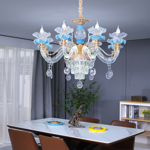 Lámpara de Araña de Cristal con Acabado Dorado, Base para Bombilla E26, LED Blanco Cálido de 3500K, Altura Ajustable, Regulable, Lámpara Colgante Grande para Sala de Estar - Product Image 3
