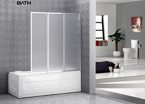 Ortonbaignoire en aluminium trois pièces, cloison de <span class=keywords><strong>baignoire</strong></span> en verre <span class=keywords><strong>pliable</strong></span> conception sans cadre, salle de bain en verre trempé, écran de <span class=keywords><strong>douche</strong></span> - Product Image 2
