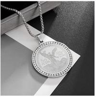 Pendentif pièce d'or de déesse de la liberté personnalisé à la mode bijoux en acier inoxydable avec Zircon plaqué or pour les couples