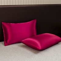 Taie d'oreiller en soie lavée en microfibre ODM/OEM 1 pièces literie noire couleur unie pour la maison hôtel hôpital Style moderne motif solide
