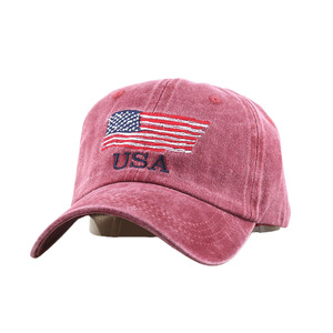 High Quality Custom USA Flag Dad Hat Washed Cotton Distressed <b>Baseball</b> <b>Cap</b> with Embroidery Logo for <b>Men</b> Women Wholesale Hats - Product Image 2
