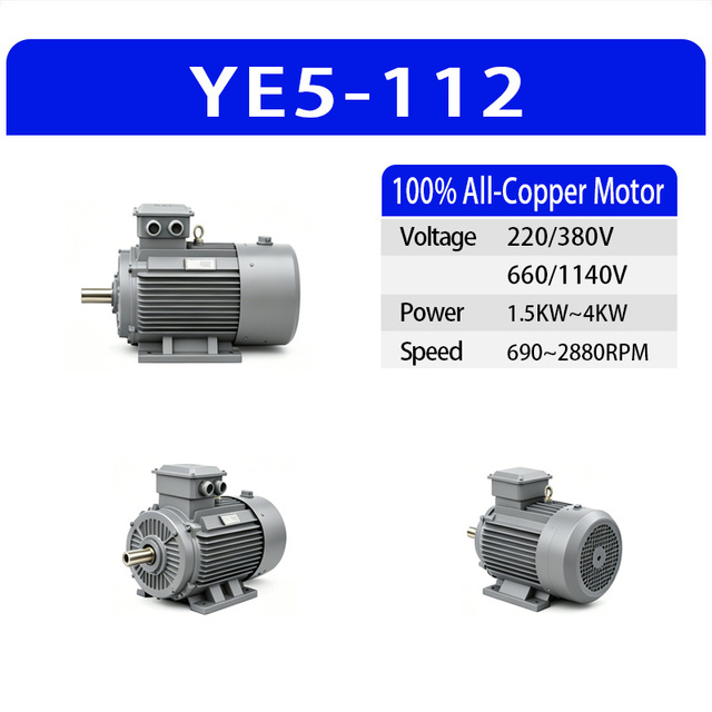YE5-112 High Efficiency Three Phase Asynchronous Motor 2/4/6/8 Pole 1.5-4kW Stable Torque Reliable Heavy Industrial Drive Motor