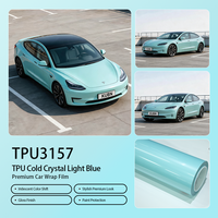 Film de protection TPU OEM pour enveloppement complet de voiture, couleur bleu clair effet cristal froid, anti-jaunissement, idéal pour le renouvellement de l'enveloppement complet de voiture, compatible avec toutes les voitures