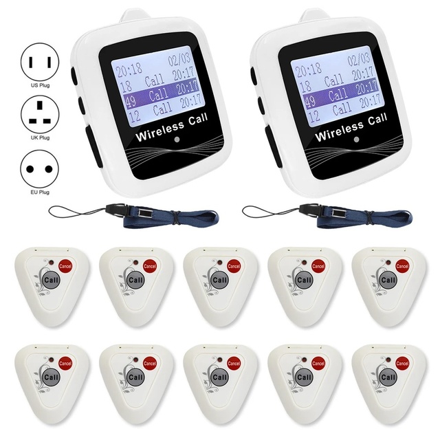 Restaurant Calling System Long-Distance Call Button Transmitter Clock Hour Watch Pager Buzzer for Restaurants