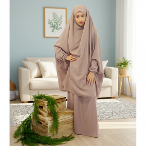 Adolescentes musulmanes Abaya jilbab en voile de tête grande taille en polyester respirant robes pour bébés filles vêtements - Product Image 3