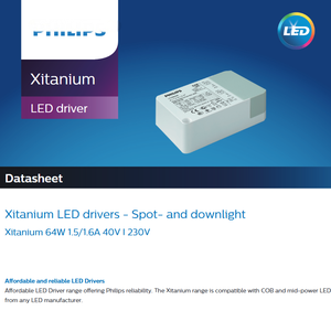 ไดรเวอร์ LED กำลังสูง Xitanium 64W 1.5/1.6A 40V I 230V AC-DC กระแสคงที่ สำหรับไฟ LED  ตัวเรือนพลาสติก รับประกัน 5 ปี - Product Image 3