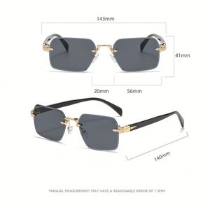 Gafas de Sol Rectangulares de Aleación Retro Modernas 2025 con Logotipo Personalizado, Gafas de Sol Cuadradas con Gradiente sin Montura UV400 para Hombre y Mujer - Product Image 5