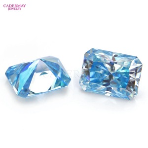 Cadermay Sea Blue Moissanite Gemstone Square Cushion Cut 1 To 4 Carat For Jewelry Making - Product Image 1